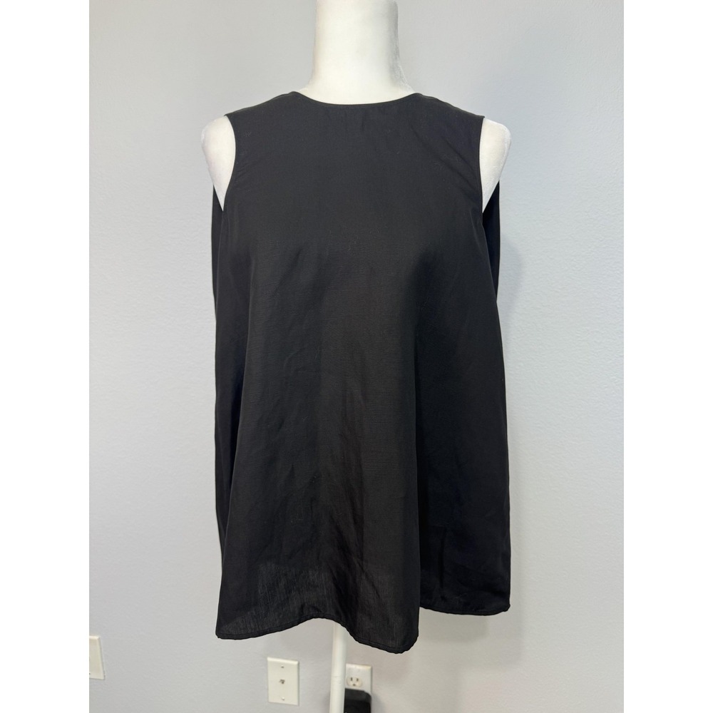COS Tank Top Women's 4 Black Lyocell Linen Twist Back Tunic Sleeveless Minimal